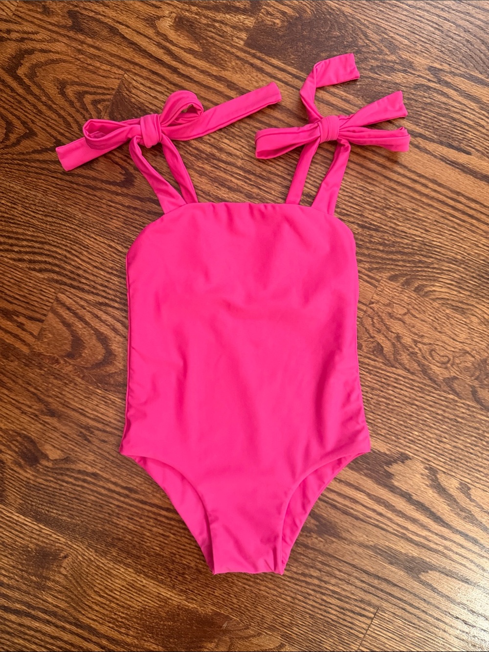 Citrine Swim Tie Shoulders Hot Pink Swimsuit Girls 6